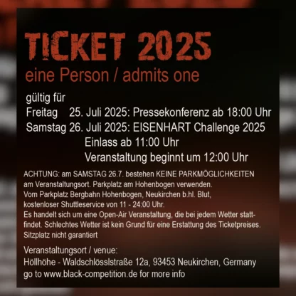 Eisenhart Black Competition<br>ENTRY TICKET 2025 (Early Bird) – Bild 3